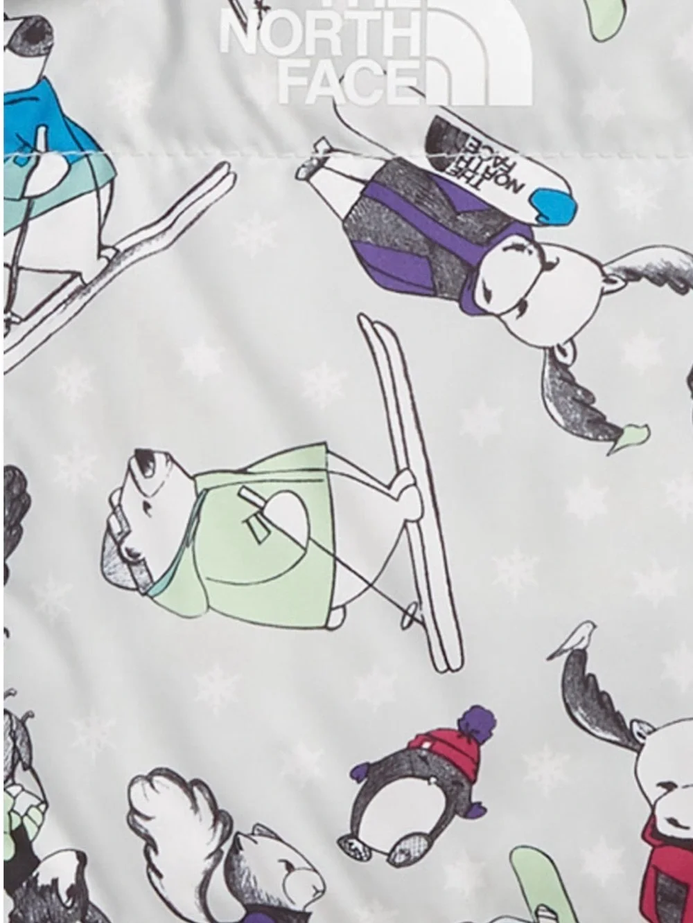 The North Face Kids Black Lower & White Printed‎ Hooded Puffer Jacket 4T